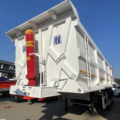 80-100 톤 U 모양 후방 덤프 반 트레일러 모래 운송 3/4 축