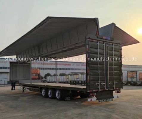 Wosheng 3 Axle Logistics 12R22.5 타이어와 13T/16T 축을 가진 반류차