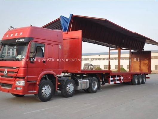 Wosheng 30/40tons 물류 날개 팽창 밴 반 트레일러 듀얼 라인 브레이크 시스템 WABCO