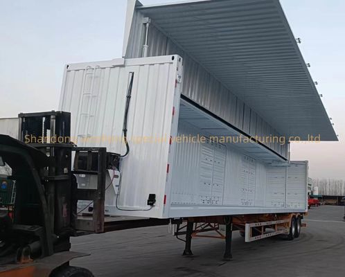 3 축 30/40tons 물류 날개 팽창 뱅 반 트레일러 오픈 박스 철식 서스펜션 시스템