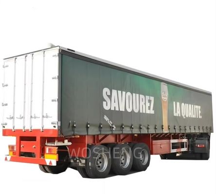 Wosheng 3 Axles 40ft 45ft PVC 텐포린 커튼 사이더 반 트레일러 공기 서스펜션