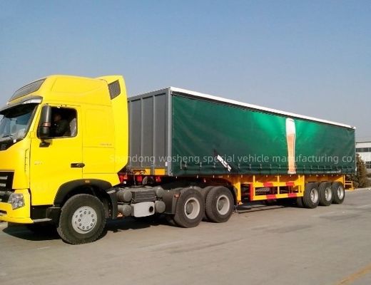 Wosheng 3 Axles 40ft 45ft PVC 텐포린 커튼 사이더 반 트레일러 공기 서스펜션