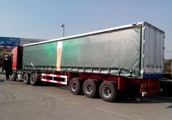 Wosheng 3 Axles 40ft 45ft PVC 텐포린 커튼 사이더 반 트레일러 공기 서스펜션