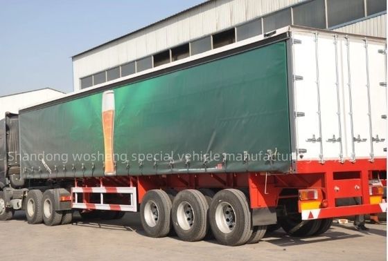 Wosheng 3 Axles 40ft 45ft PVC 텐포린 커튼 사이더 반 트레일러 공기 서스펜션