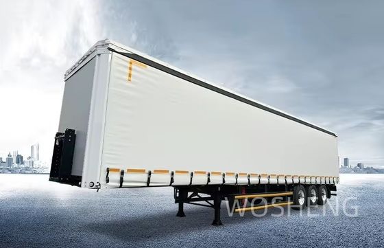 트럭 트레일러 Wosheng 3 Axles 40ft 45ft PVC 커튼 사이드 Semi Trailer 중량물용