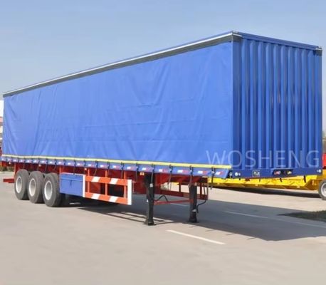 맞춤형 Wosheng 3 Axles 40ft 45ft 사이드 커튼 반 트레일러 PVC 방수 천