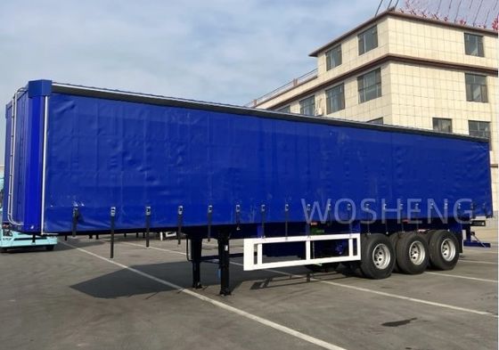 맞춤형 Wosheng 3 Axles 40ft 45ft 사이드 커튼 반 트레일러 PVC 방수 천