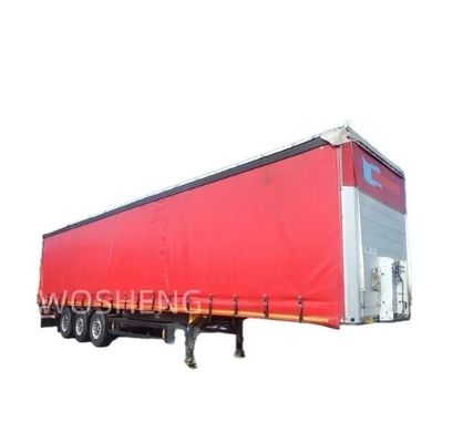 트럭 40-50톤 3 축 40ft 45ft 레드 커튼 사이드 슬라이딩 반 트레일러 PVC 텐과 함께