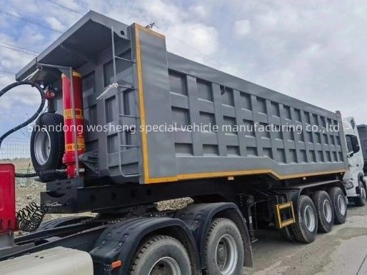 트럭 트레일러 Wosheng 3 Axles 수압 후방 덤프 킵퍼 반 트럭 킵링 트레일러