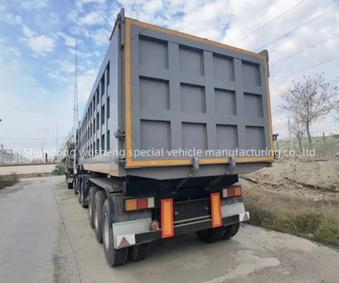 트럭 트레일러 Wosheng 3 Axles 수압 후방 덤프 킵퍼 반 트럭 킵링 트레일러