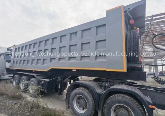 트럭 트레일러 Wosheng 3 Axles 수압 후방 덤프 킵퍼 반 트럭 킵링 트레일러