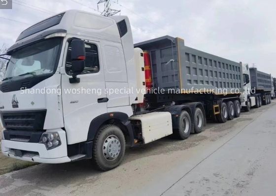 트럭 트레일러 Wosheng 3 Axles 수압 후방 덤프 킵퍼 반 트럭 킵링 트레일러
