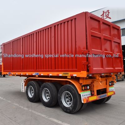 반트레일러 Wosheng 3 Axles 수압 후면 덤프 티퍼 스틸 티핑 트럭 트레일러 9800x2500x3500mm