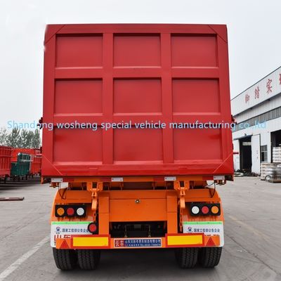 반트레일러 Wosheng 3 Axles 수압 후면 덤프 티퍼 스틸 티핑 트럭 트레일러 9800x2500x3500mm