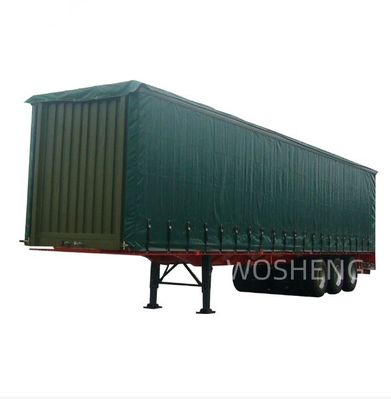 Wosheng 3 Axles Green 40ft 45ft PVC 커튼 사이드 반 트레일러 13T 16T BPW/FUWA Axle