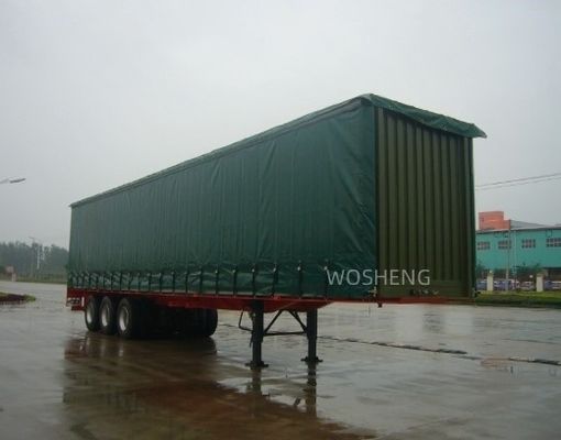 Wosheng 3 Axles Green 40ft 45ft PVC 커튼 사이드 반 트레일러 13T 16T BPW/FUWA Axle