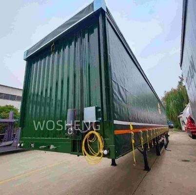 Wosheng 3 Axles Green 40ft 45ft PVC 커튼 사이드 반 트레일러 13T 16T BPW/FUWA Axle
