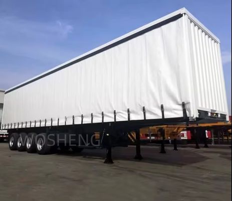 40tons Max Payload 세 축 폐쇄된 화물 상자 반 트레일러 사용자 정의 가능한 측면 커튼
