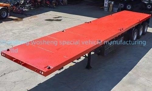 주요 빔 높이 0.5m 20FT 40FT 컨테이너 운송을위한 3 축 평면 반 트레일러