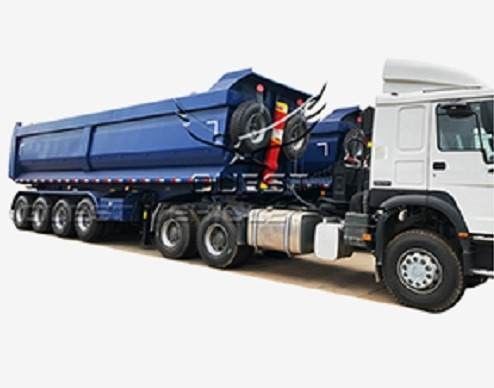 3/4 Axles Wosheng 수압 후방 덤프 반 트레일러 틱터 트럭 트레일러 최고의