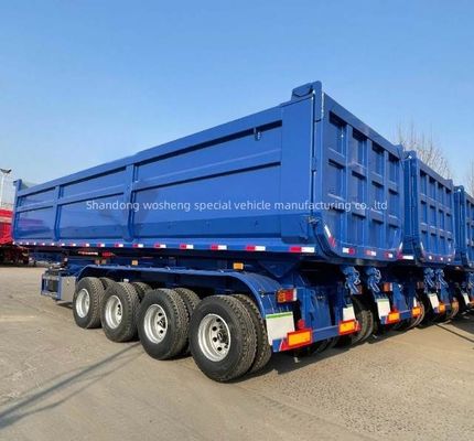 3/4 Axles Wosheng 수압 후방 덤프 반 트레일러 틱터 트럭 트레일러 최고의