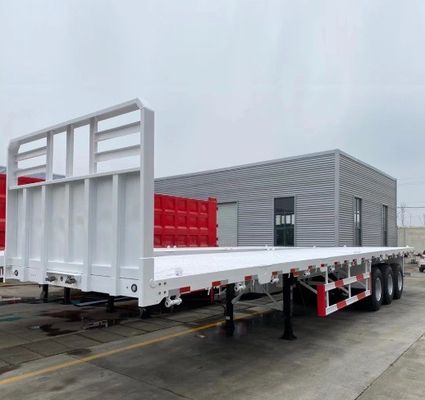 60T 3/4 Axles 전송 컨테이너 강철 평면 트럭 트레일러 대용량 화물
