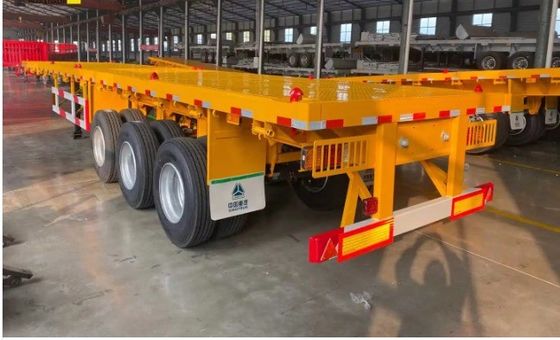60T 3/4 Axles 전송 컨테이너 강철 평면 트럭 트레일러 대용량 화물