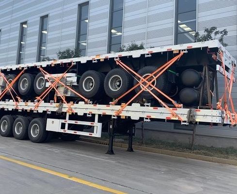 60T 3/4 Axles 전송 컨테이너 강철 평면 트럭 트레일러 대용량 화물