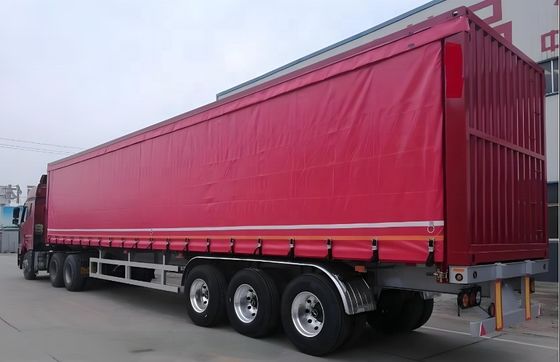 이중 선 브레이크 시스템 WABCO Tri Axles 60 톤 사이드 커튼 트레일러 운송용