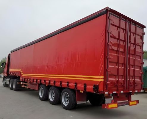 이중 선 브레이크 시스템 WABCO Tri Axles 60 톤 사이드 커튼 트레일러 운송용
