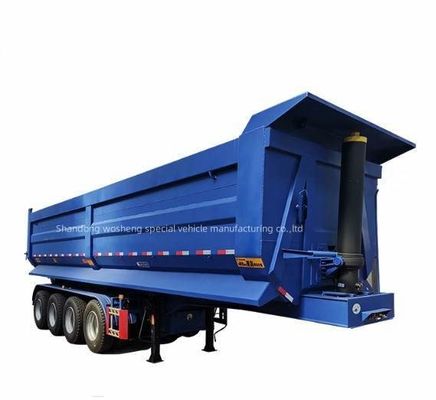 Wosheng 3/4/5 Axles Blue 수압 후방 덤프 반 트레일러 운송용 끝 굽기