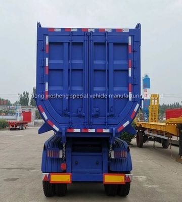Wosheng 3/4/5 Axles Blue 수압 후방 덤프 반 트레일러 운송용 끝 굽기