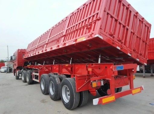 Wosheng Tri-Axle Hydraulic Lift Side Tipper Side Dump Semi Trailer 사이드 티핑 트레일러