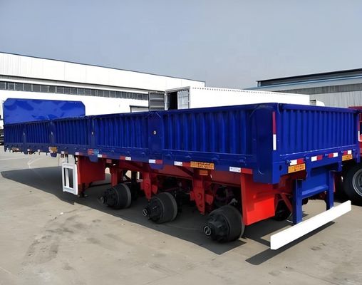 3 Axles Drop Side Wall Semi-Trailer 화물 운송에 적합한 울타리 설계
