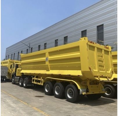Q345B / T700 모래 돌 운송을 위한 철강 주 빔 수압 후방 덤프 반 트레일러