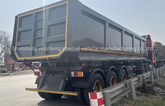 모래 돌 곡물 운송 후방 덤프 반 트레일러 ShanDong WS 3 축 20-100Tons