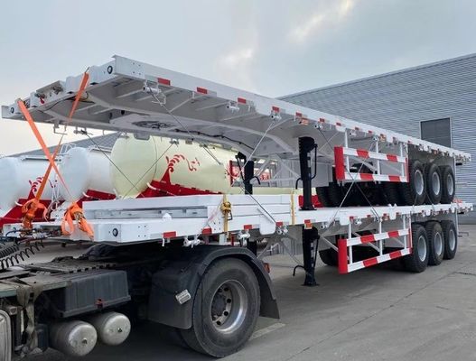 최대 운반량 50tons 3 축 40ft 컨테이너 반 트레일러 차시 평면 평면 트레일러