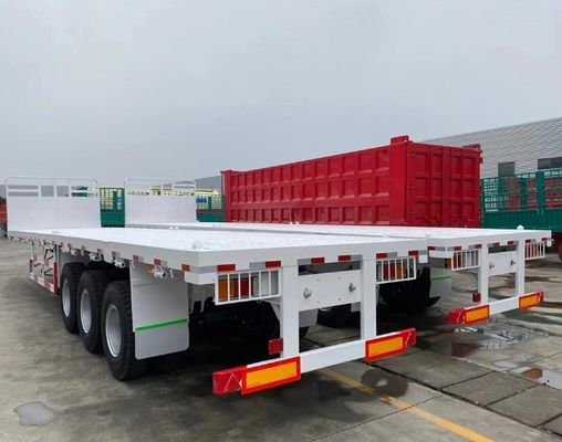 최대 운반량 50tons 3 축 40ft 컨테이너 반 트레일러 차시 평면 평면 트레일러