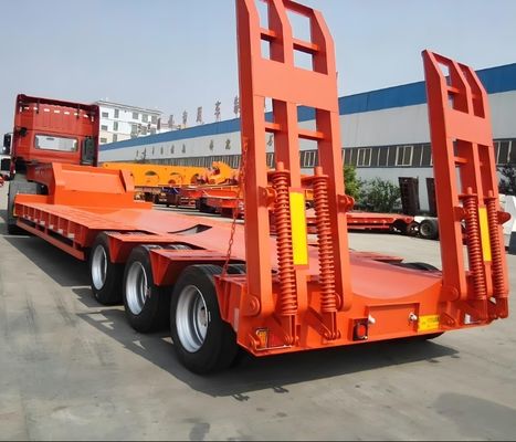 3 축 가즈 넥 낮은 침대 반 트레일러 60TON 유료 화물과 중량 철강 재료
