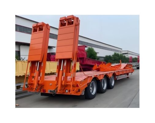 3 축 가즈 넥 낮은 침대 반 트레일러 60TON 유료 화물과 중량 철강 재료