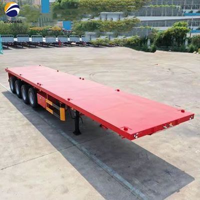 Wosheng 평면 침대 트럭 트레일러 3.5 &quot;90mm 킹 핀과 28t 중량 착륙 기구