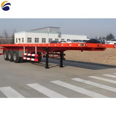 Wosheng 평면 침대 트럭 트레일러 3.5 &quot;90mm 킹 핀과 28t 중량 착륙 기구