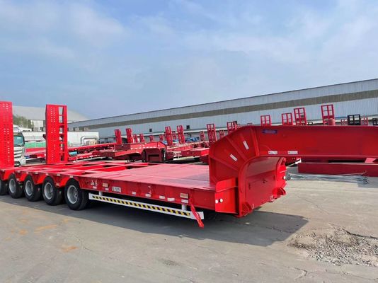Wosheng 4 Axles Low Bed Container Chassis Heavy Duty Equipment Trailing용 중장비 수송용 반트레일러
