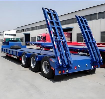 Wosheng 3 Axles 50-100 Tons Low Boy Low Bed Truck 13000x3000x3300의 반 트레일러