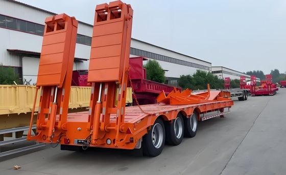Wosheng 3 Axles 50-100 Tons Low Boy Low Bed Truck 13000x3000x3300의 반 트레일러