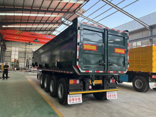 기계식 서스펜션 4 축 수압 후방 덤프 반 트레일러 Q345B / T700 스틸
