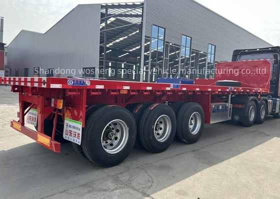90mm*13/16mm*10 레이어 잎 봄 40ft 평면 침대 트레일러 터널 바퀴와 함께 두바이
