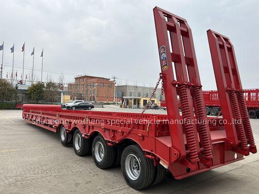 Wosheng 4 Axle 낮은 침대 반 트레일러 낮은 침대 낮은 소년 트럭 트레일러 공기 서스펜션