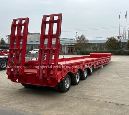 Wosheng 4 Axle 낮은 침대 반 트레일러 낮은 침대 낮은 소년 트럭 트레일러 공기 서스펜션