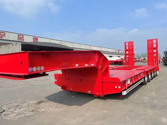 Wosheng 4 Axle 낮은 침대 반 트레일러 낮은 침대 낮은 소년 트럭 트레일러 공기 서스펜션